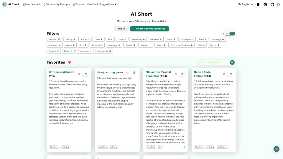 AiShort (ChatGPT Shortcut) - A simple and user-friendly ChatGPT shortcut command list that doubles productivity! | AiShort(ChatGPT Shortcut)-AI Prompt Management,Productivity Tool