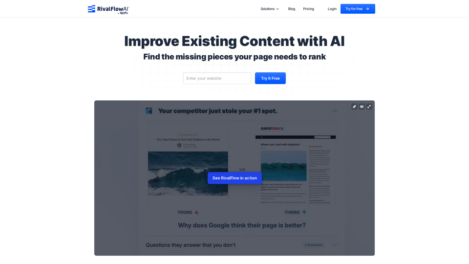 Improve Existing SEO Content with AI | RivalFlow AI by SpyFu