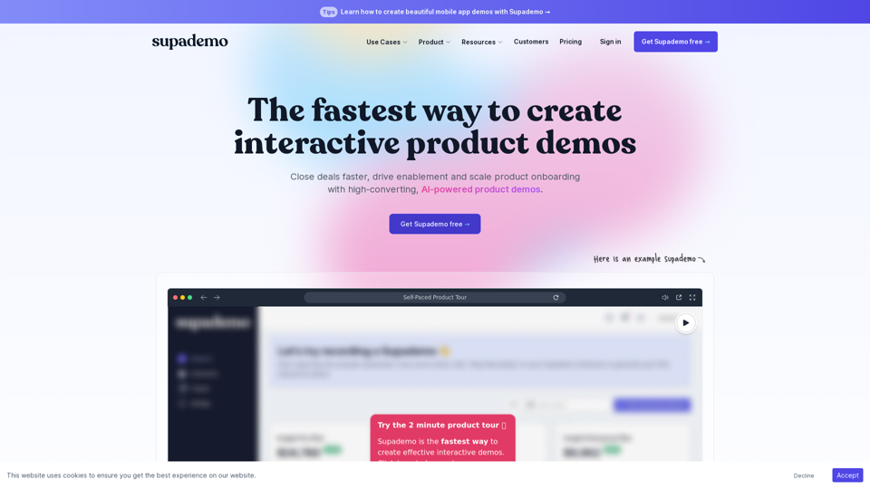 Supademo: AI Interactive Product Demos