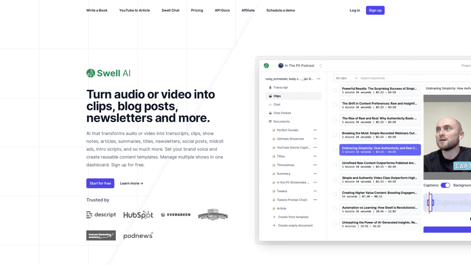 Swell AI | Repurpose Audio or Video Content for Every Marketing Channel