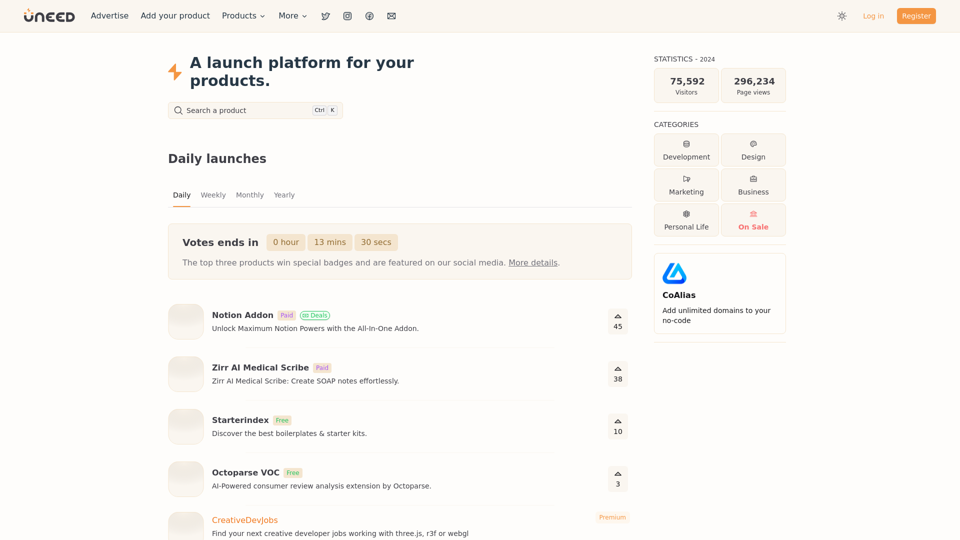 A launch platform for your products | Uneed