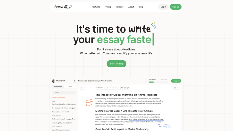 Yomu AI | Write papers and essays with AI