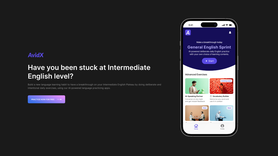 AvidX - AI-powered English practicing apps