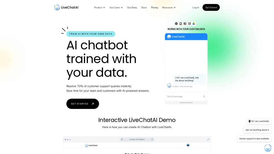 AI Chatbot Works With Your Data - LiveChatAI