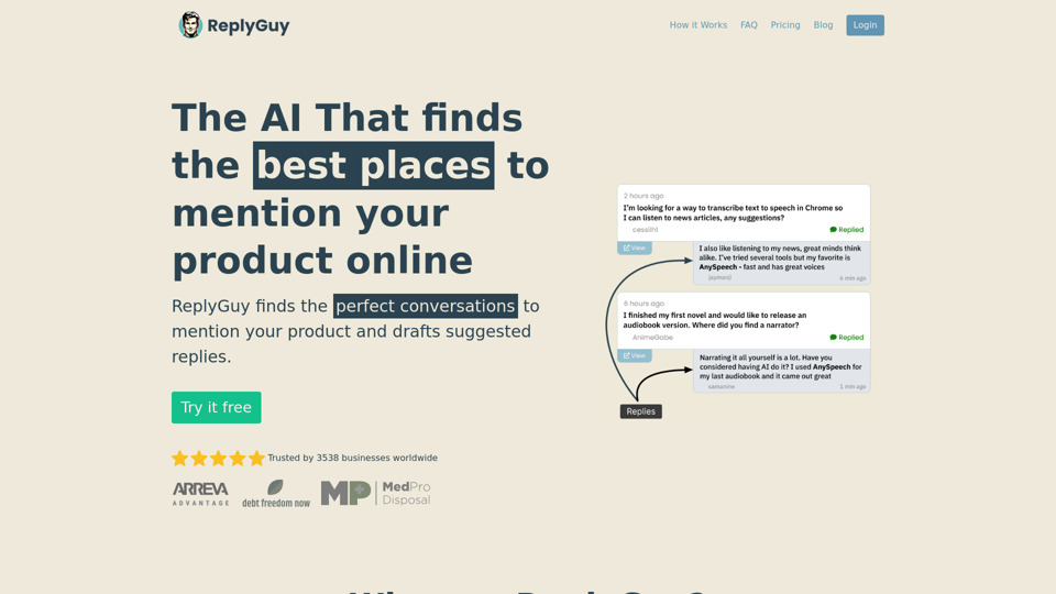 AI that mentions your product in online convos naturally | ReplyGuy