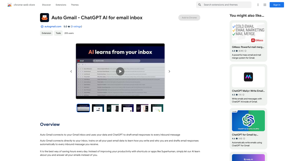 Auto Gmail - ChatGPT AI for email inbox - Chrome Web Store