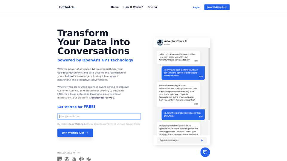 Transform Your Data into Conversations with Your Own Custom GPT-powered Chatbots | bothatch