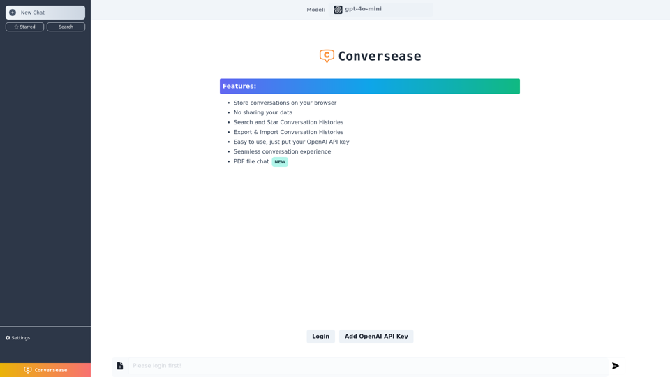 Conversease - AI powered chat platform UI