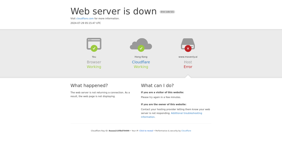 www.mavenly.ai | 521: Web server is down