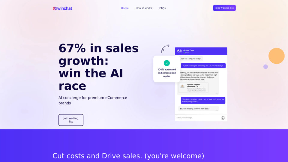 Winchat - leading AI chatbot for ecommerce businesses