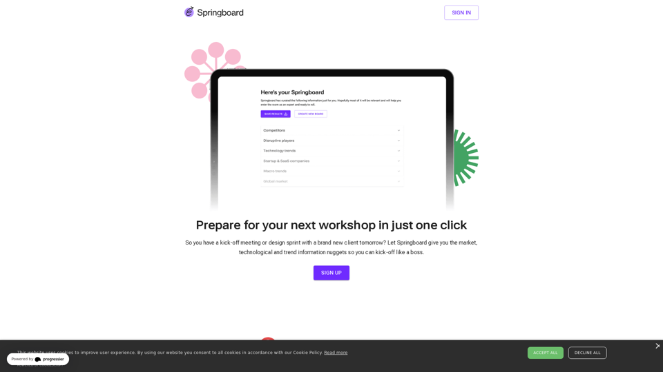 Springboard - Prepare for your next workshop in just one click