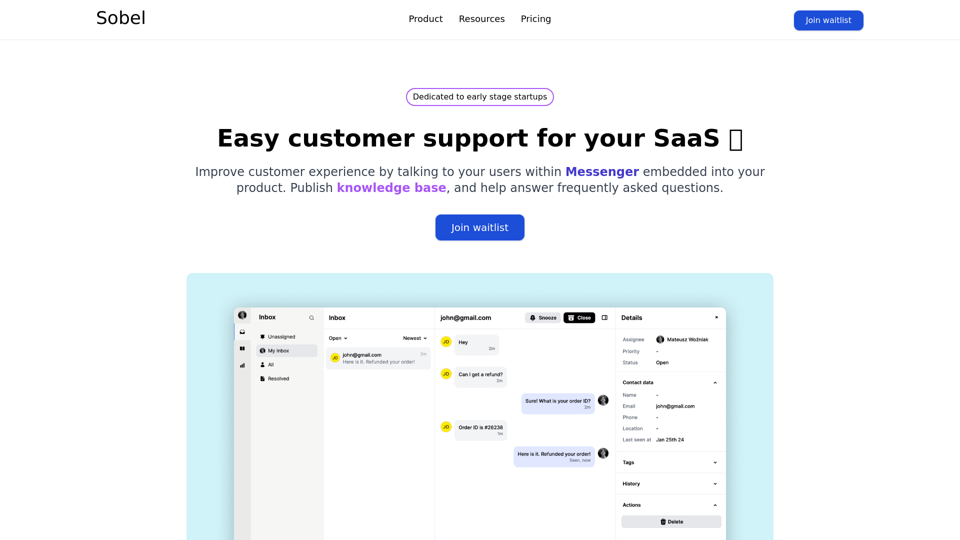 Sobel - Customer Support Platform