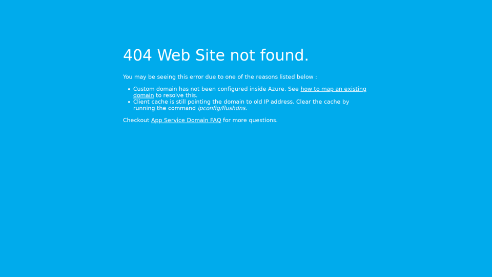 Microsoft Azure Web App - Error 404