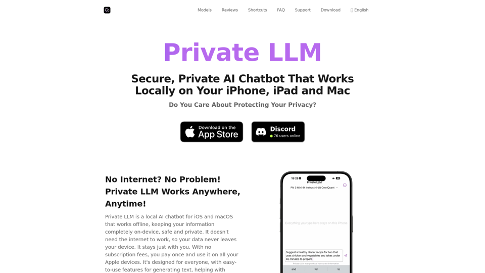 Private LLM: Secure, Local & Private AI Chatbot for iOS & macOS