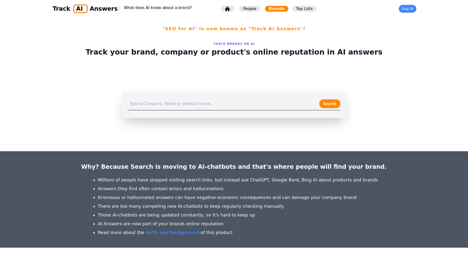 Track AI Answers: Track your brand, company or product in all AI answers