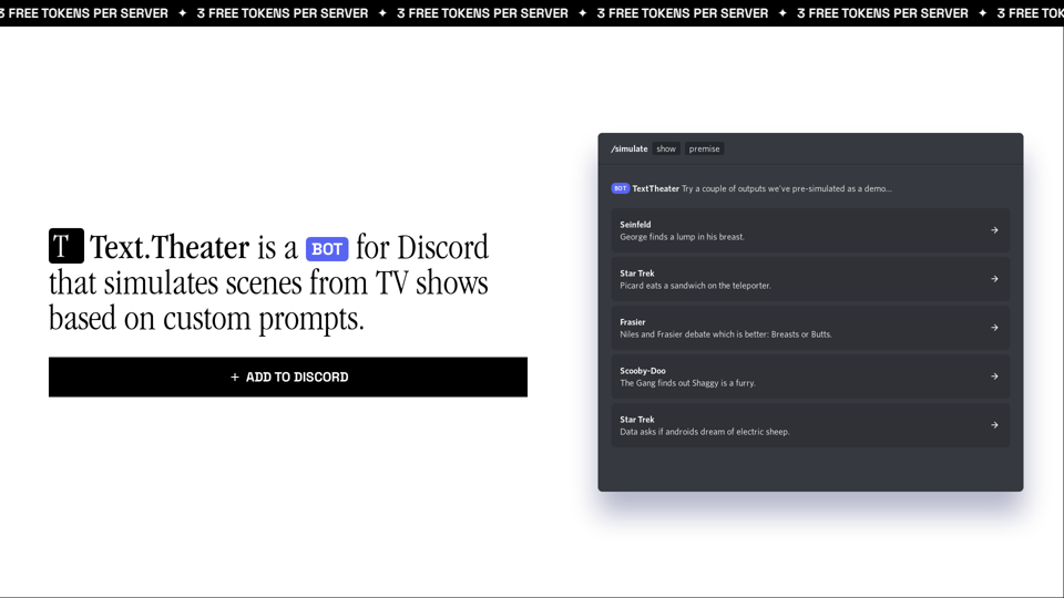 Text.Theater — Discord bot that simulates scenes from TV shows