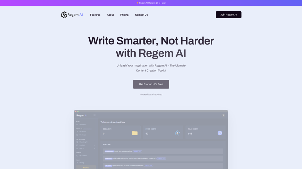 Powerful AI Writer & Image Tool - Regem AI Platform