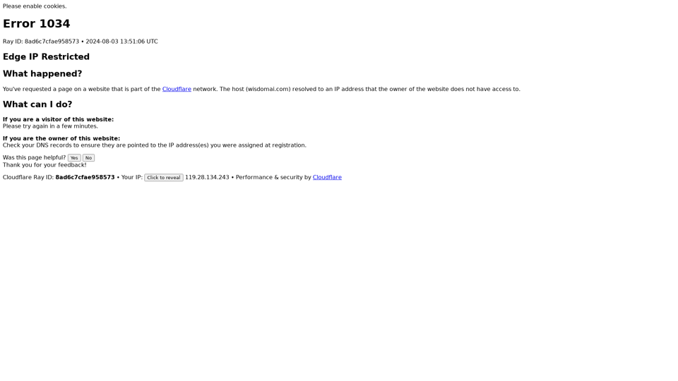 Edge IP Restricted | wisdomai.com | Cloudflare