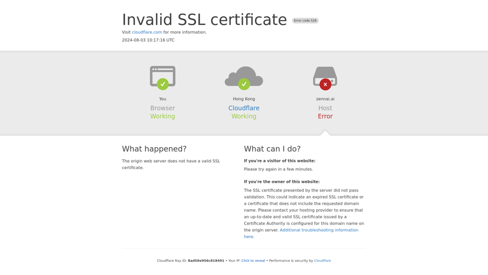 zennai.ai | 526: Invalid SSL certificate