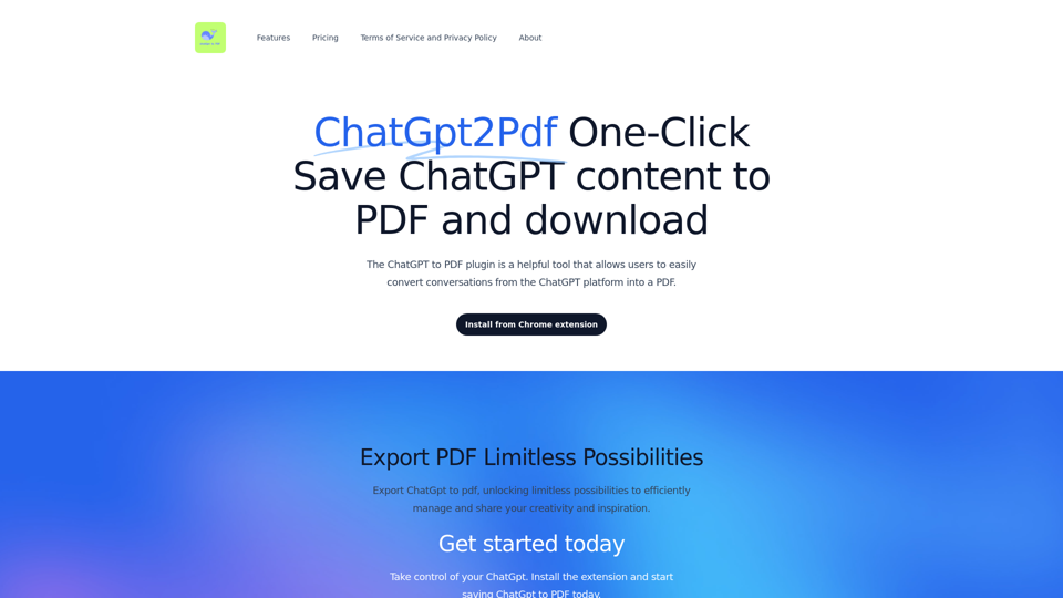 ChatPDF,ChatGPT to PDF, Save ChatGPT content to PDF file and download with one click