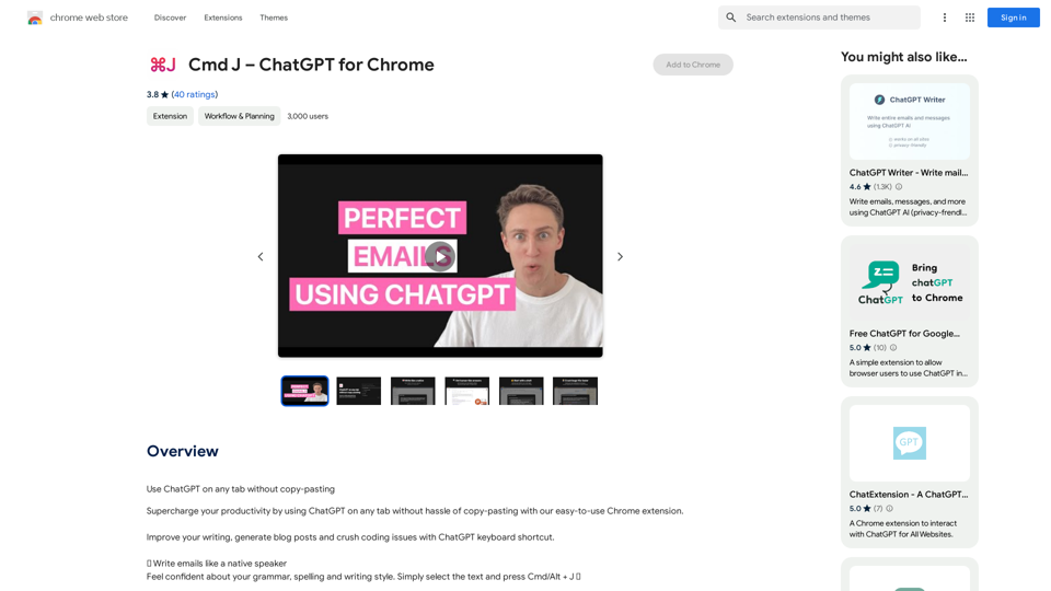 Cmd J – ChatGPT for Chrome - Chrome Web Store