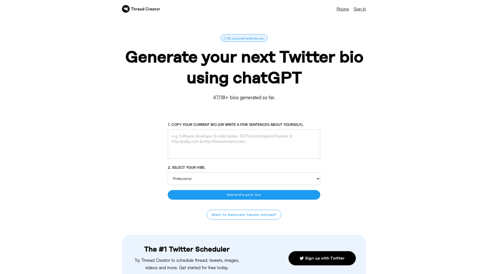 Generate your next Twitter bio using chatGPT