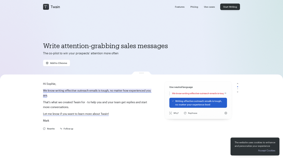 Twain - AI communication assistant for outreach