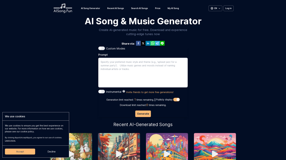 AISong.Fun - Free AI Song, Music & Lyrics Generator