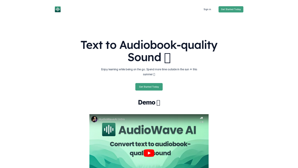 AudiowaveAI - Convert text to audiobook quality sound - AudiowaveAI