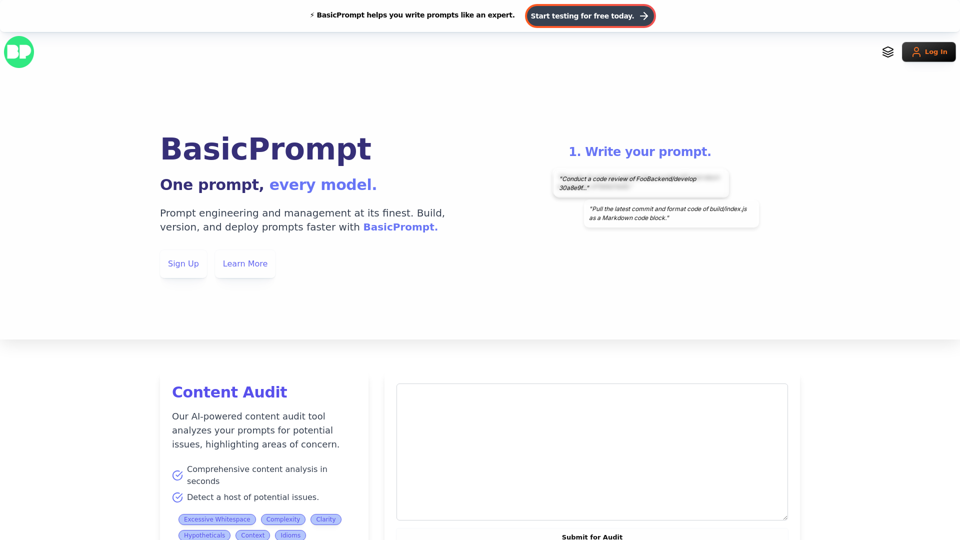 BasicPrompt | Build, deploy, and test prompts faster.