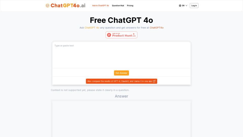 ChatGPT4o.ai: Free ChatGPT 4o, Unlimited Chat With ChatGPT4o