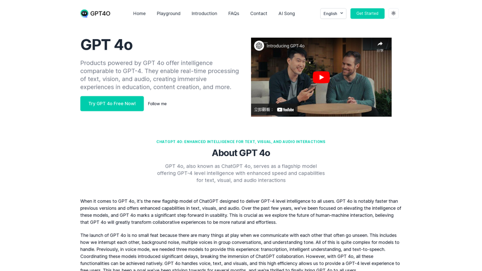 GPT 4o - All-in-One Chat AI Tool Online Free