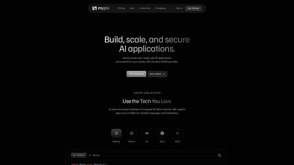 Myple | Build, scale and secure AI applications.