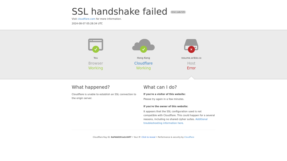 resume.arible.co | 525: SSL handshake failed