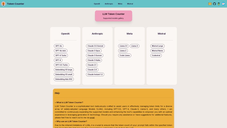 All in one LLM Token Counter