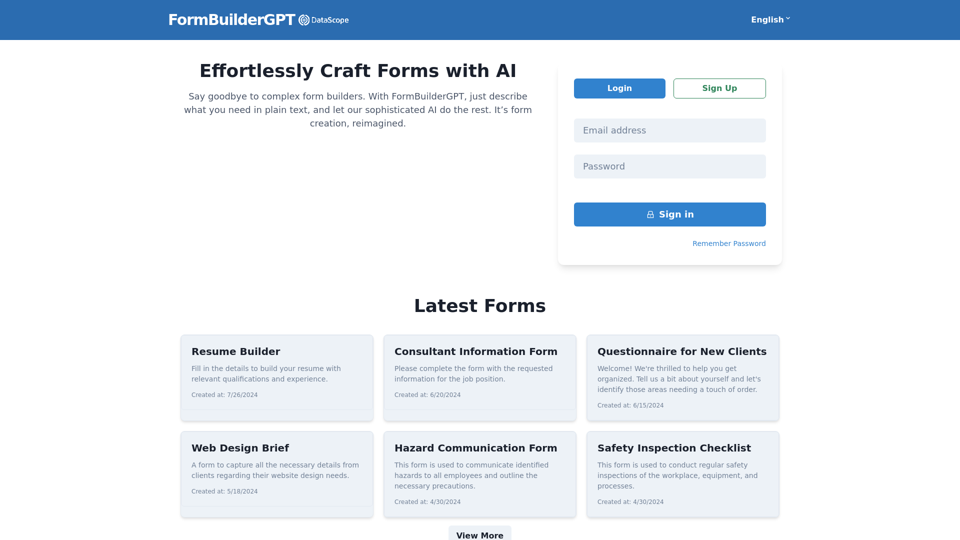 FormBuilderGPT: Revolutionize Your Form Creation Process